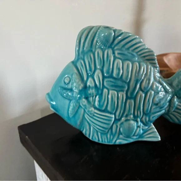 Turquoise Fish-Shaped Ceramic Decor - Picture 2 of 5